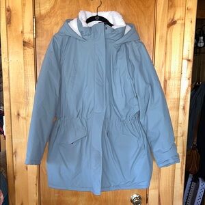 32 Degrees Women's Light Blue Hooded Puffer Jacket Fleece Lined